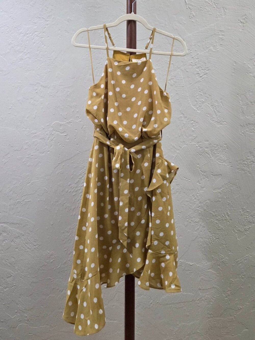 Polka Dot Ruffled Asymmetrical Hem Dress‎